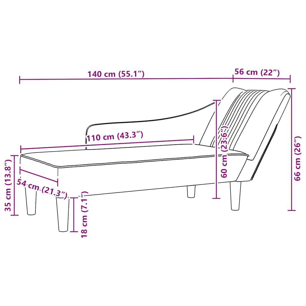 Fauteuil long avec accoudoir droit  velours - Imagem 9