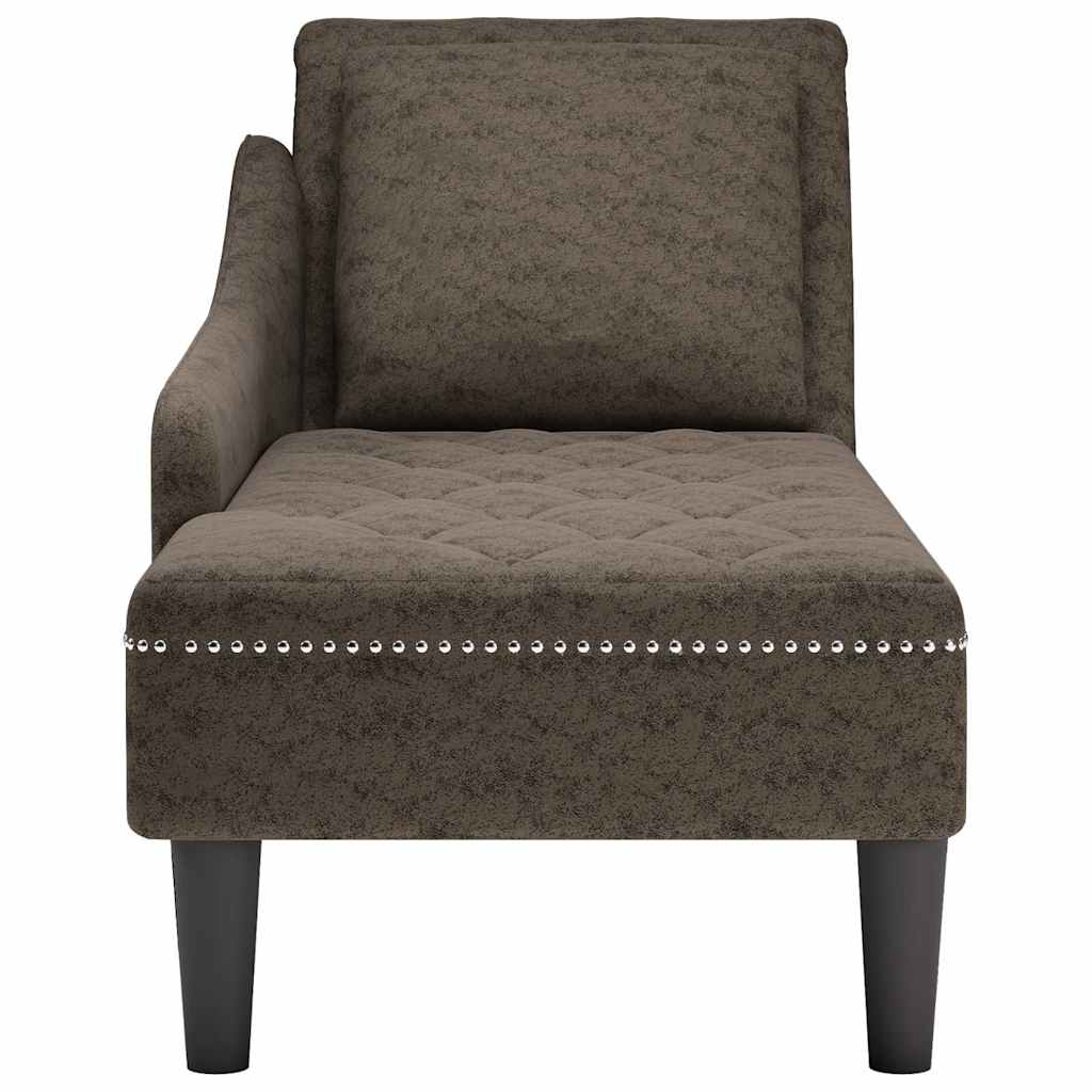 Fauteuil long et coussin/accoudoir droit  foncé similicuir - Imagem 4