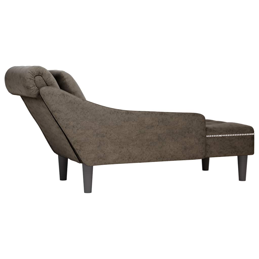 Fauteuil long et coussin/accoudoir droit  foncé similicuir - Imagem 6