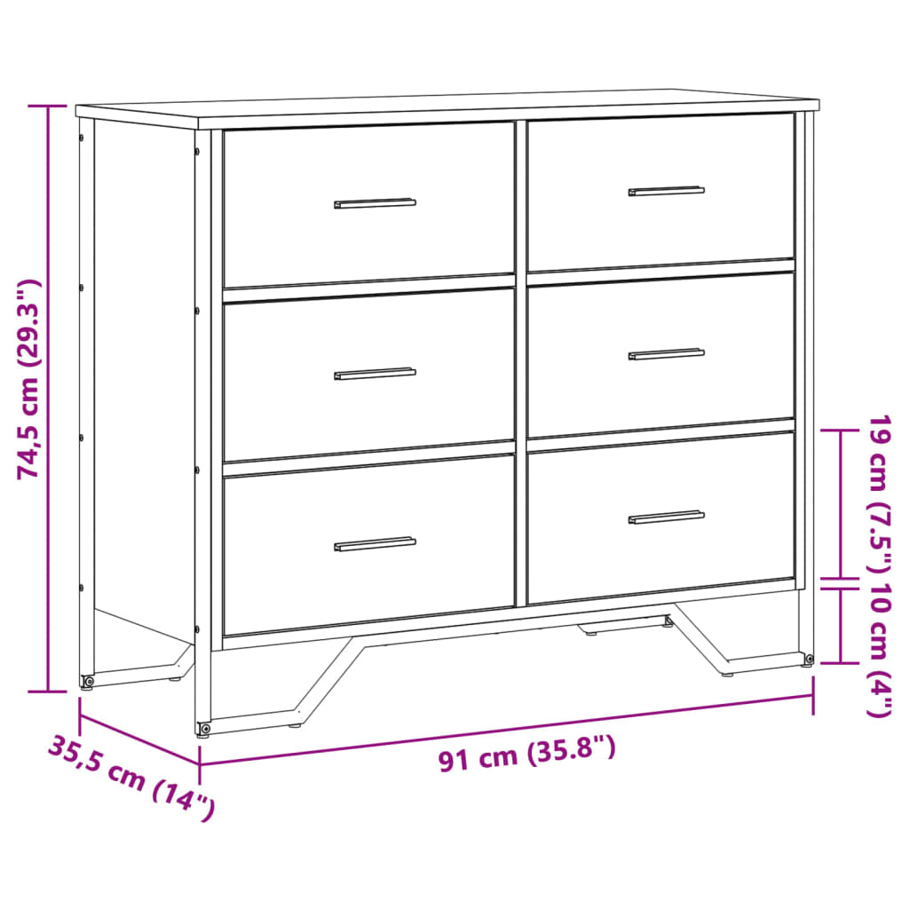 Commode  91x35,5x74,5 cm bois d'ingénierie - Imagem 10