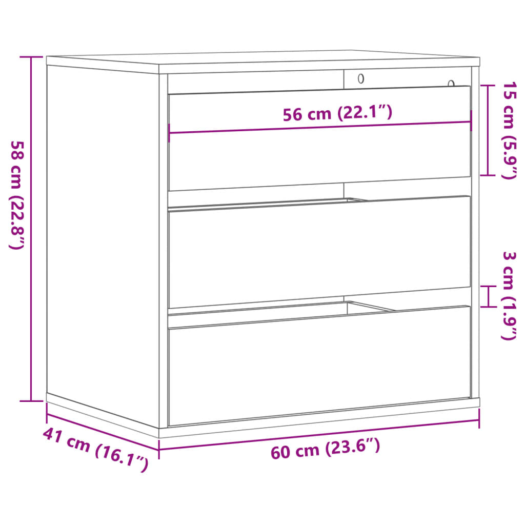 Commode d'angle vieux bois 60x41x58 cm bois d'ingénierie - Imagem 10