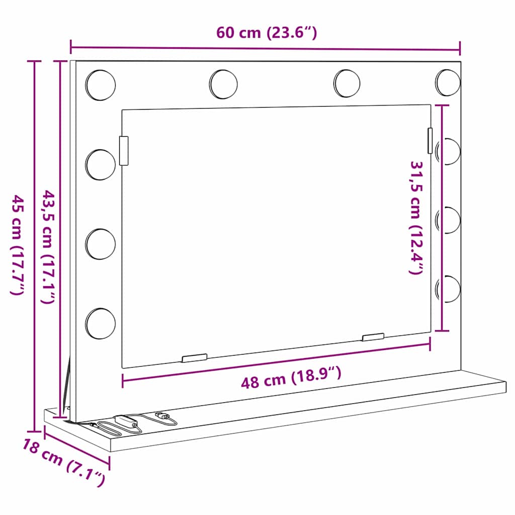 Miroir de vanité Rectangulaire Chêne artisanal - Sensuri Maison