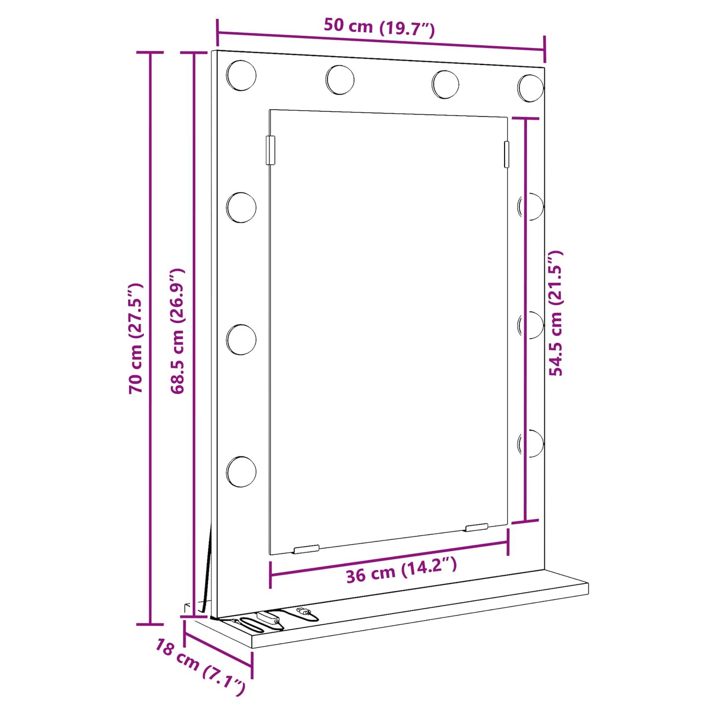 Miroir de vanité Rectangulaire Chêne artisanal - Sensuri Maison