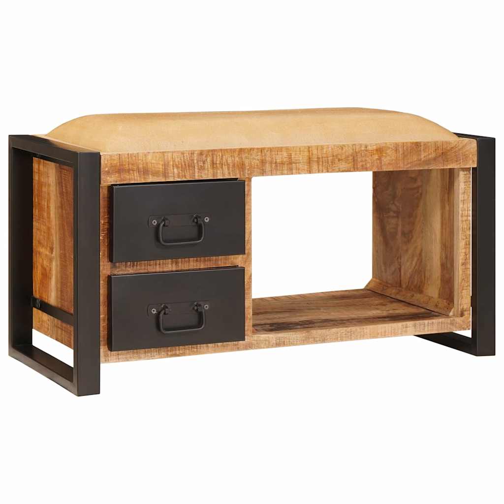 Banc de rangement avec tiroir  Bois de manguier massif - Imagem 1