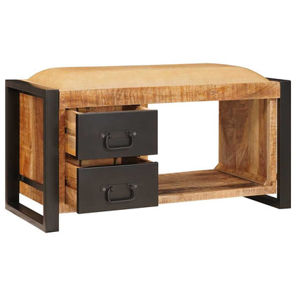 Banc de rangement avec tiroir  Bois de manguier massif - Imagem 2
