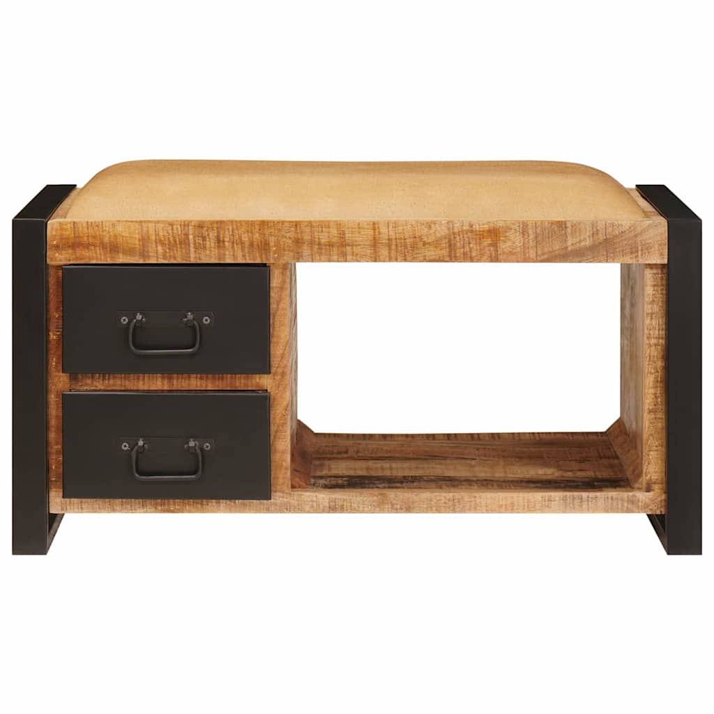 Banc de rangement avec tiroir  Bois de manguier massif - Imagem 5