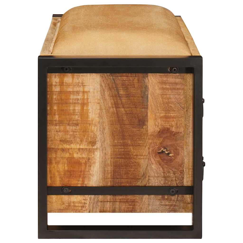 Banc de rangement avec tiroir  Bois de manguier massif - Imagem 6