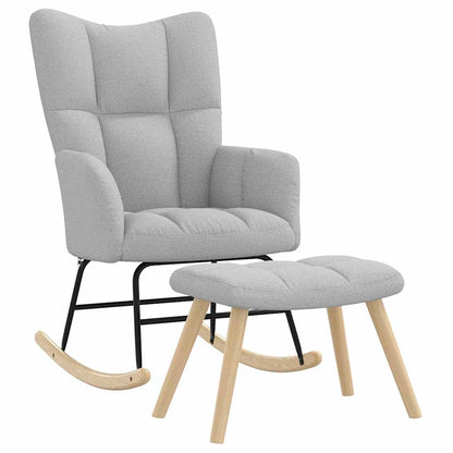 Chaise à bascule avec repose-pied Marron Tissu - Imagem 12