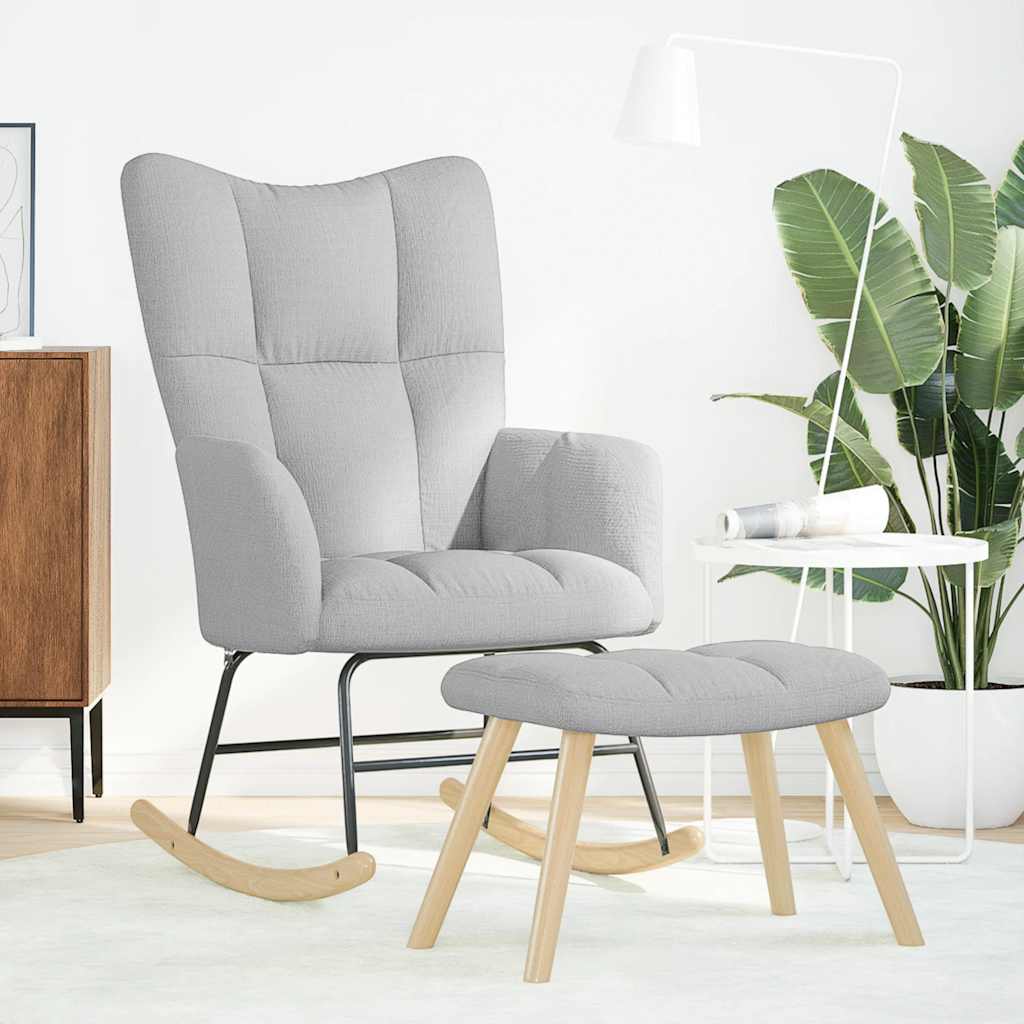 Chaise à bascule avec repose-pied Marron Tissu - Imagem 13