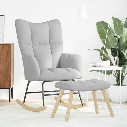 Chaise à bascule avec repose-pied Marron Tissu - Imagem 13
