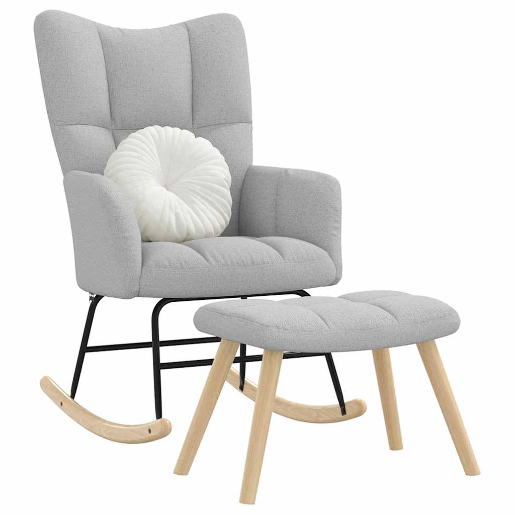 Chaise à bascule avec repose-pied Marron Tissu - Imagem 15
