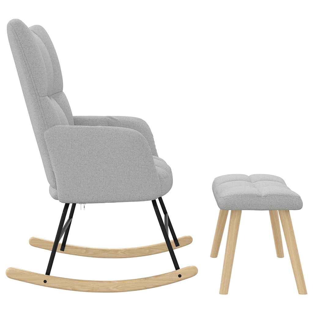 Chaise à bascule avec repose-pied Marron Tissu - Imagem 18
