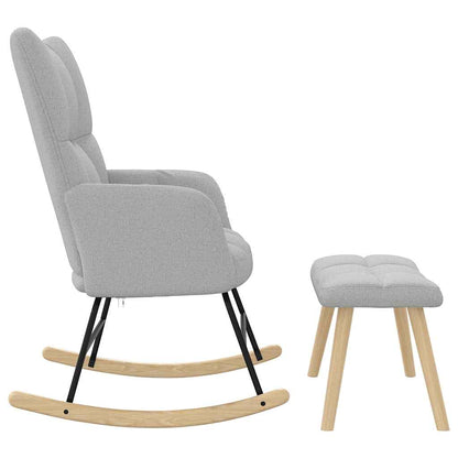 Chaise à bascule avec repose-pied Marron Tissu - Imagem 18
