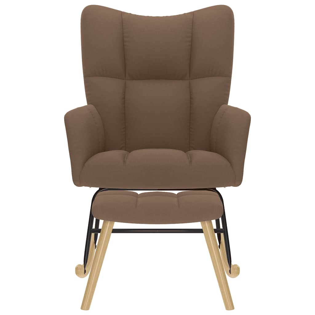Chaise à bascule avec repose-pied Marron Tissu - Imagem 3