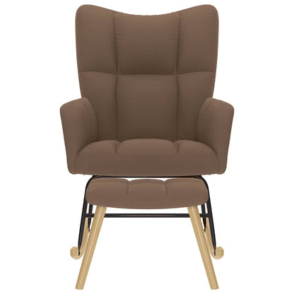 Chaise à bascule avec repose-pied Marron Tissu - Imagem 3
