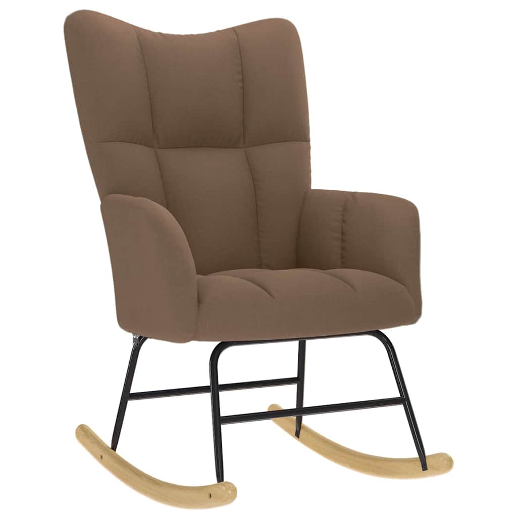 Chaise à bascule avec repose-pied Marron Tissu - Imagem 4