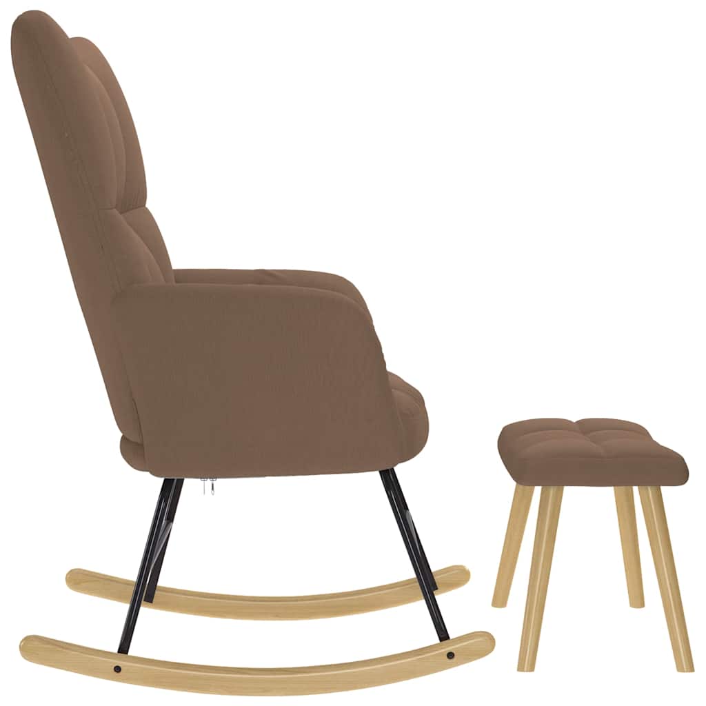 Chaise à bascule avec repose-pied Marron Tissu - Imagem 6