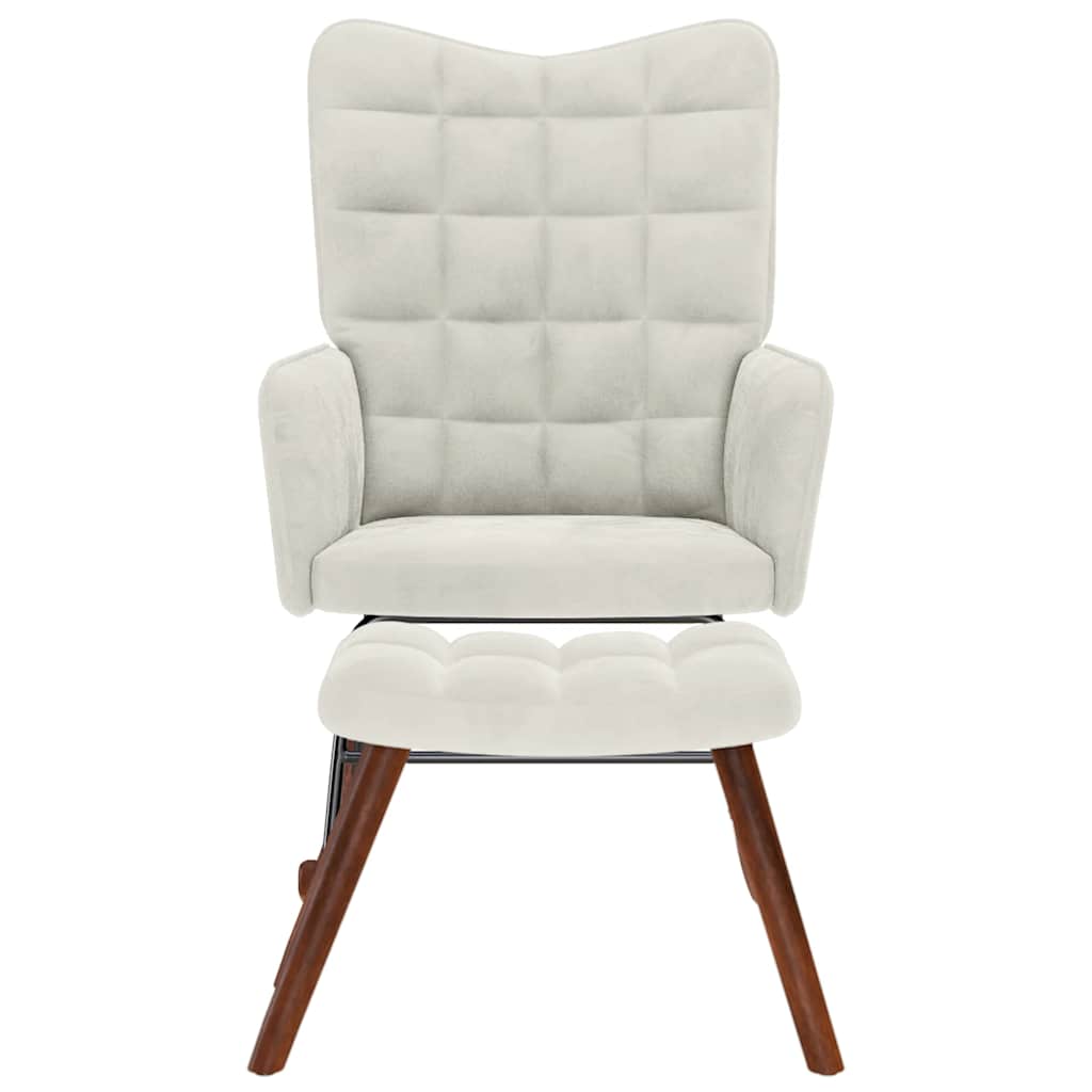 Chaise à bascule avec tabouret en velours - Imagem 3