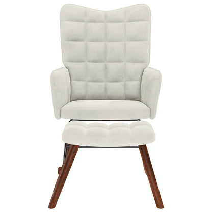 Chaise à bascule avec tabouret en velours - Imagem 3