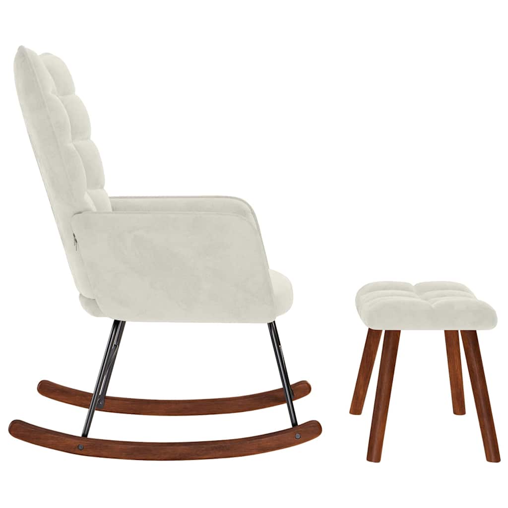 Chaise à bascule avec tabouret en velours - Imagem 6