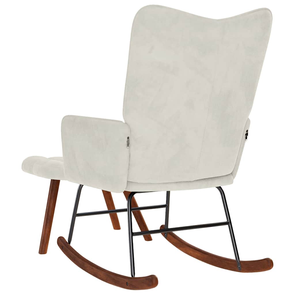 Chaise à bascule avec tabouret en velours - Imagem 7