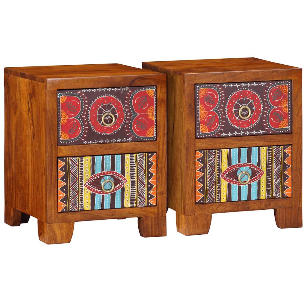 Table de chevet 2 pcs 35x35x45 cm bois d'acacia massif - Imagem 1
