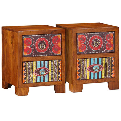 Table de chevet 2 pcs 35x35x45 cm bois d'acacia massif - Imagem 1