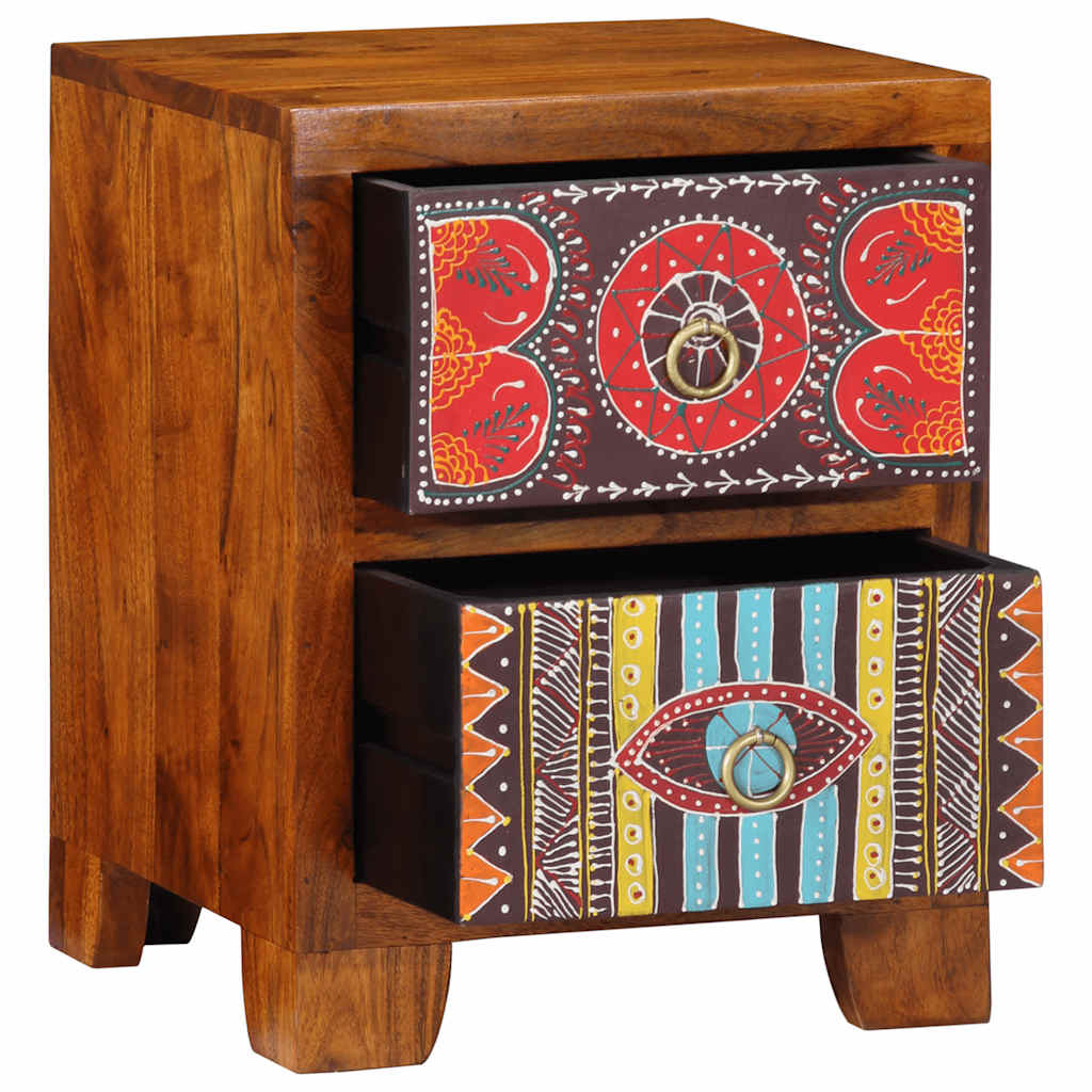 Table de chevet 2 pcs 35x35x45 cm bois d'acacia massif - Imagem 13