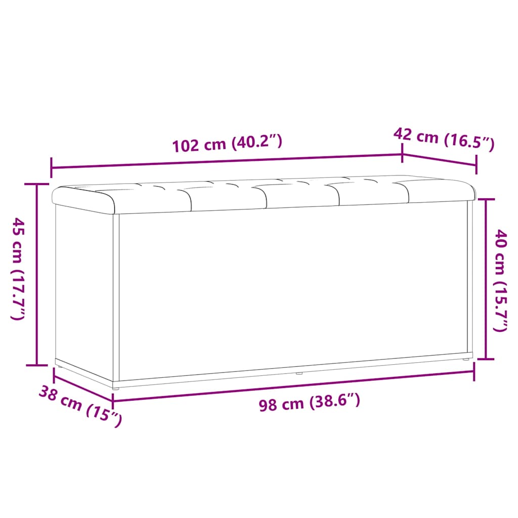 Banc de rangement vieux bois 102x42x45 cm bois d'ingénierie - Imagem 9