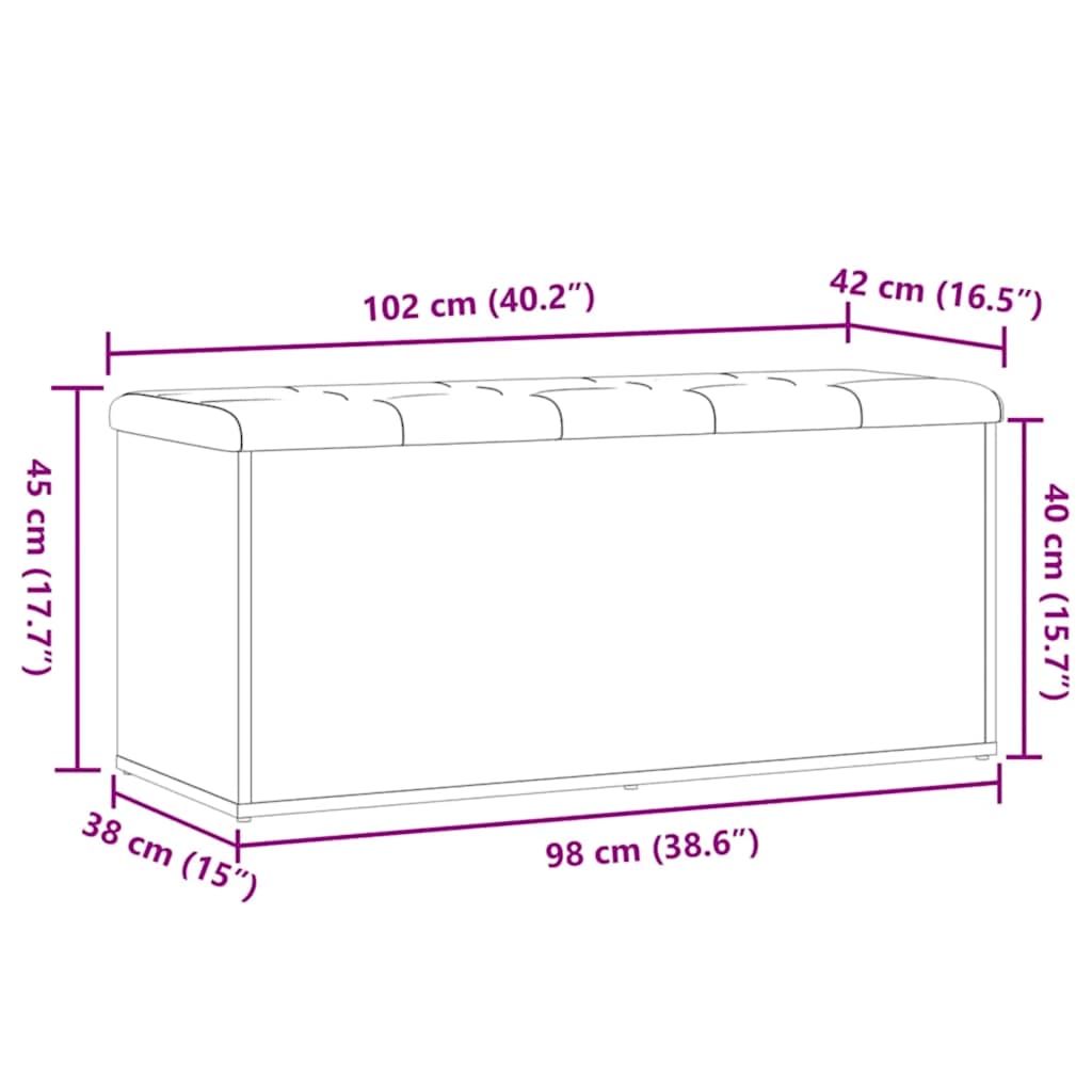 Banc de rangement Chêne artisanal 102x42x45 cm Bois d'ingénierie - Imagem 8