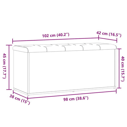 Banc de rangement Chêne artisanal 102x42x45 cm Bois d'ingénierie - Imagem 8