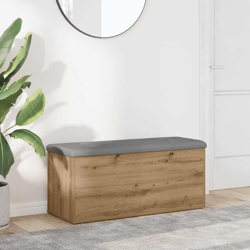 Banc de rangement Chêne artisanal 102x42x45 cm Bois d'ingénierie - Imagem 1