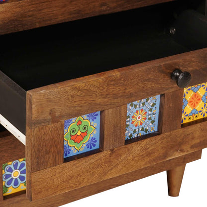 Cabinet de chevet   Bois de mangue massif - Imagem 7