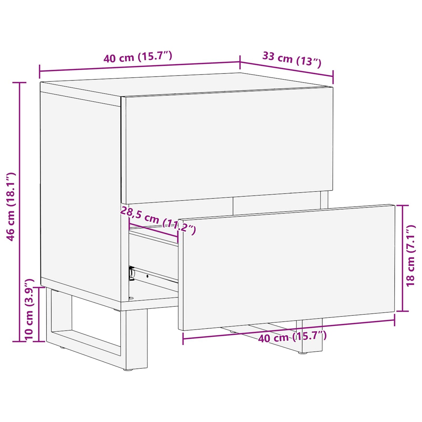 Cabinet de chevet avec tiroir 2 pcs - Imagem 12
