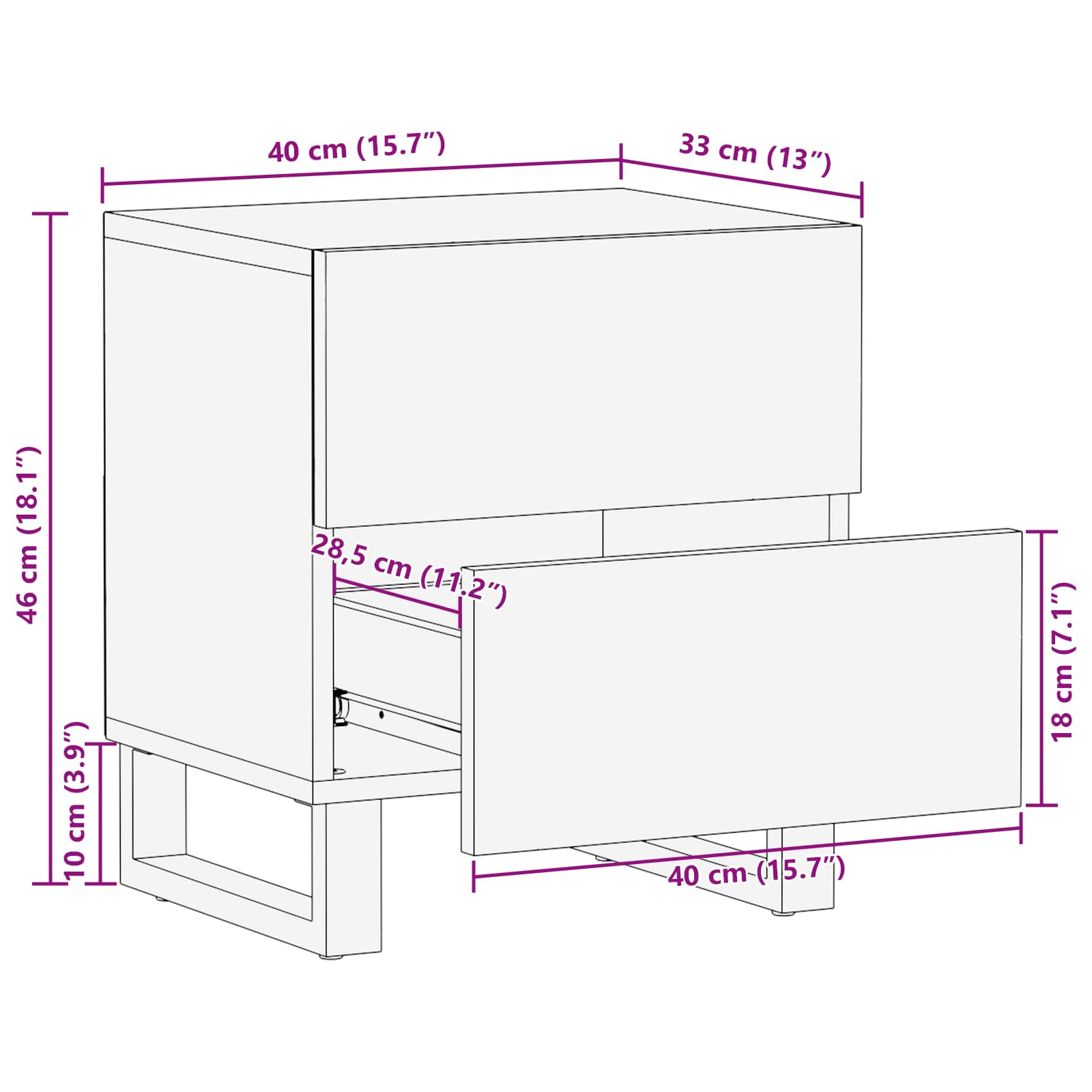 Cabinet de chevet avec tiroir 2 pcs - Imagem 12