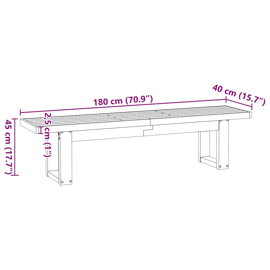 Banc à manger NOAIN pieds en forme de U 180x40x45 cm massif pin - Imagem 9