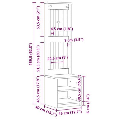 Portemanteau SANDNES 45x40x159,5 cm bois massif pin - Imagem 10