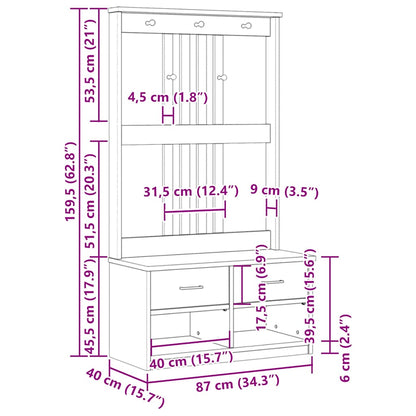 Portemanteau SANDNES 87x40x159,5 cm bois massif pin - Imagem 12