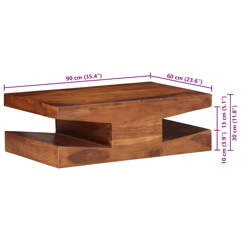Table basse 90x60x30 cm bois massif d'acacia - Imagem 8