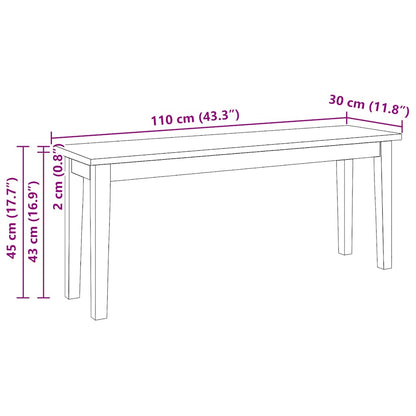 Banc 110 cm  bois massif caoutchouc - Imagem 8