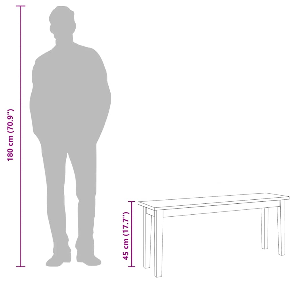 Banc 110 cm  bois massif caoutchouc - Imagem 9