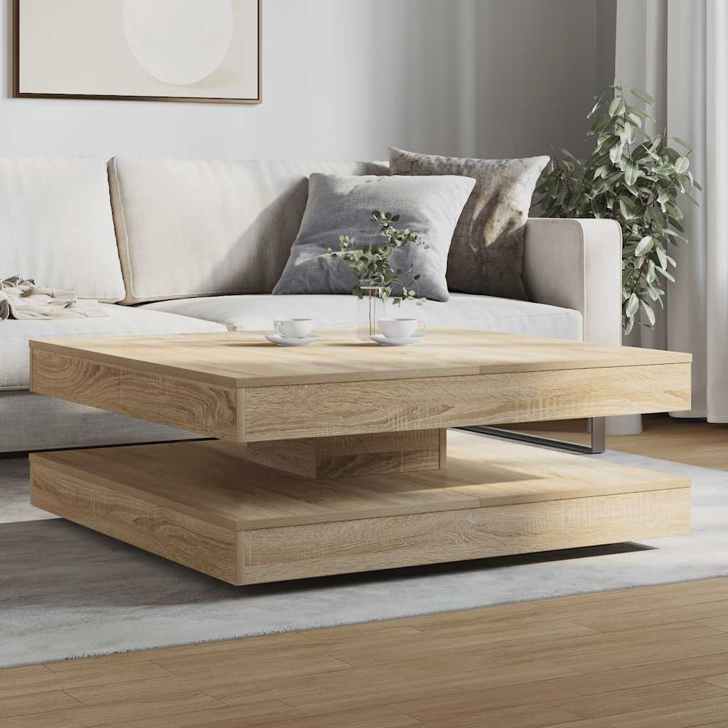 Table basse rotative à 360 degrés chêne fumé 90x90x34,5 cm - Imagem 13
