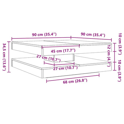 Table basse rotative à 360 degrés chêne fumé 90x90x34,5 cm - Imagem 20