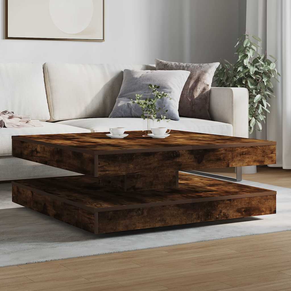 Table basse rotative à 360 degrés chêne fumé 90x90x34,5 cm - Imagem 3