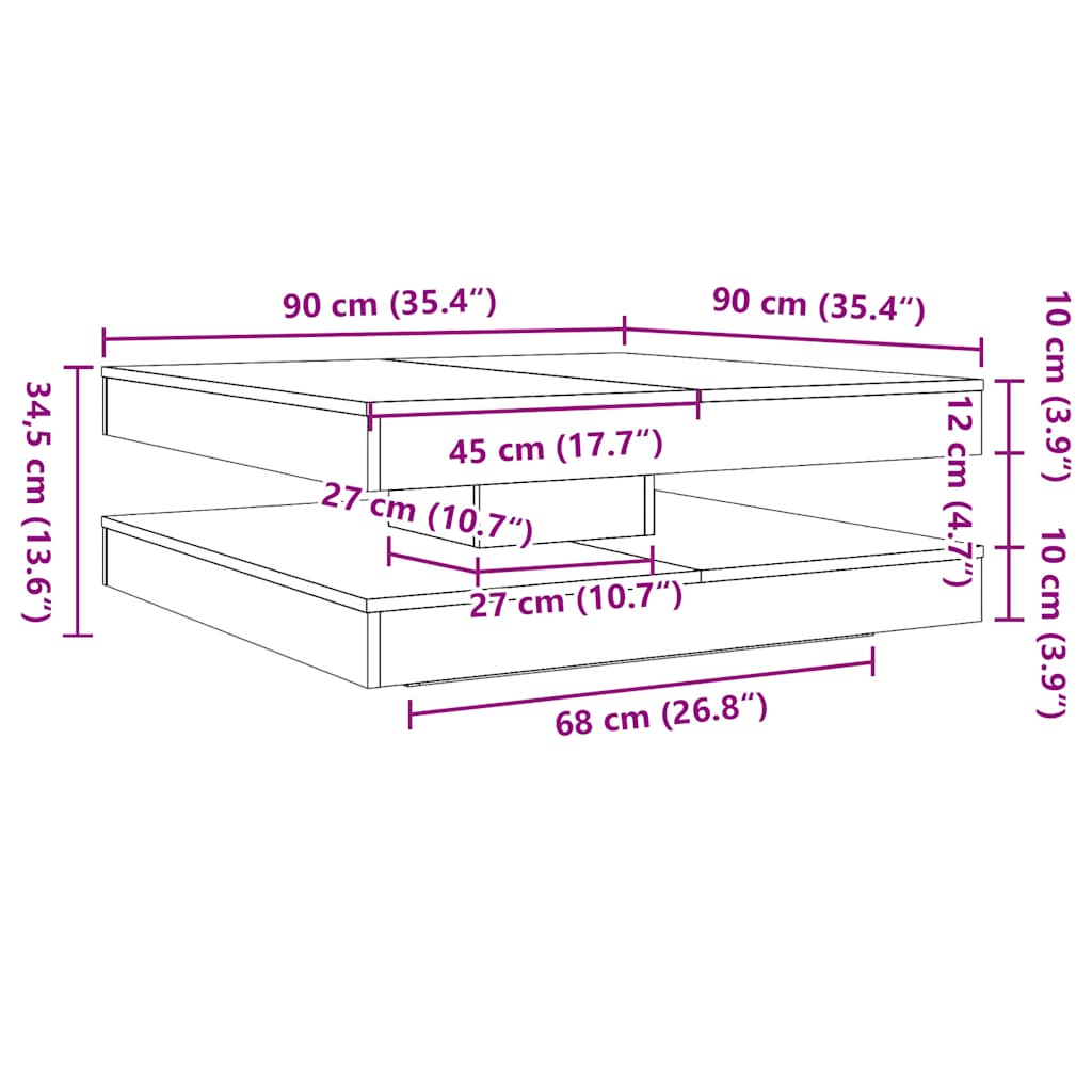 Table basse rotative à 360 degrés chêne fumé 90x90x34,5 cm - Imagem 10