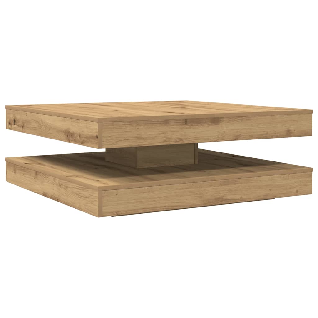 Table basse rotative à 360 degrés chêne artisanal 90x90x34,5 cm - Imagem 2