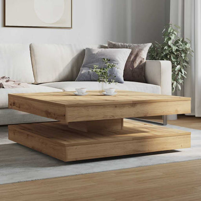 Table basse rotative à 360 degrés chêne artisanal 90x90x34,5 cm - Imagem 3