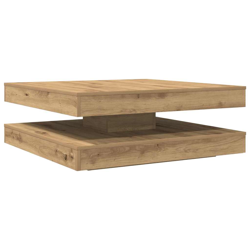 Table basse rotative à 360 degrés chêne artisanal 90x90x34,5 cm - Imagem 6