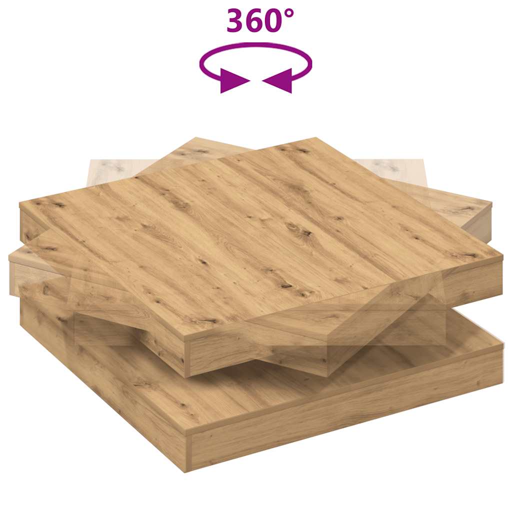 Table basse rotative à 360 degrés chêne artisanal 90x90x34,5 cm - Imagem 7