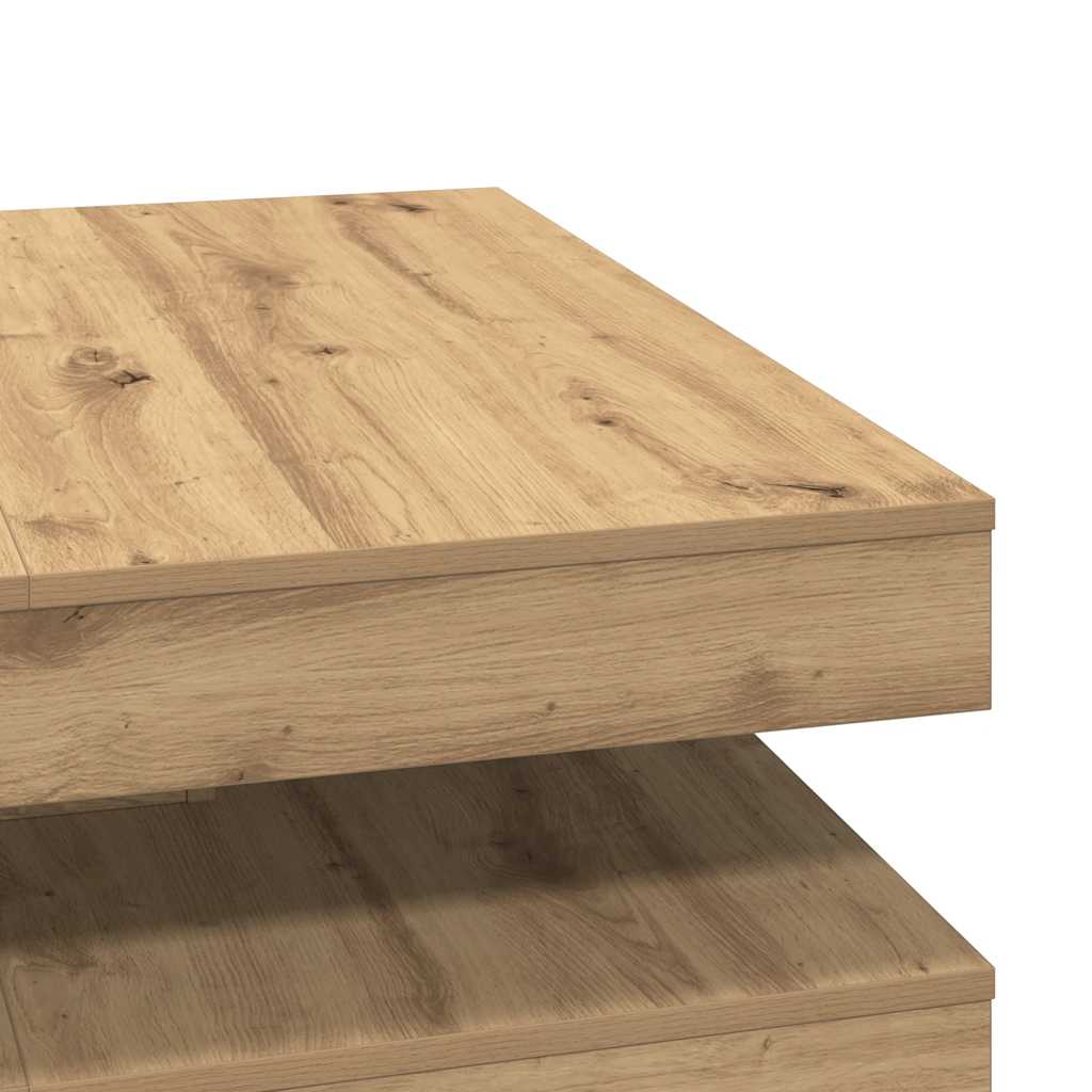 Table basse rotative à 360 degrés chêne artisanal 90x90x34,5 cm - Imagem 8
